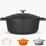 Casserole Dish with Lid Small 2.5L – Lightweight Cast Aluminium Casserole Pan Deep Induction Hob & Oven Safe, Durable Non-Stick Cooking Pot Stew, Roast (Black, 20cm - Deep)