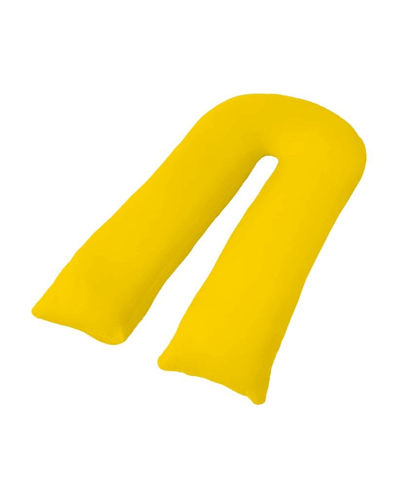 CHILIMILII 12Ft U Shape Mustard Pillow Cover Case Only- Polycotton U-Pillow Covers for Maternity, Nursing & Pregnancy Support- Protection from Dust Mite- Anti Allergey