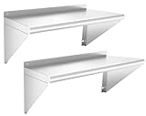 Chingoo Stainless Steel Shelf 12' x 24' - 2 Pack 250 lb Wall Mounted Commercial Stainless Steel Shelves Metal Shelving for Restaurant, Bar, Utility Room, Kitchen and Garage