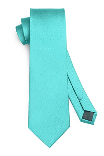 Image of HISDERN Mens Ties Solid Color Ties for Men Formal Necktie with Pocket Square Set Satin Silk Neck Tie Handkerchiefs Set