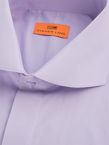 Steven Land Poplin Dress Shirt Hidden Placket 100% Cotton | Cutaway Collar | French Cuff Classic Fit2