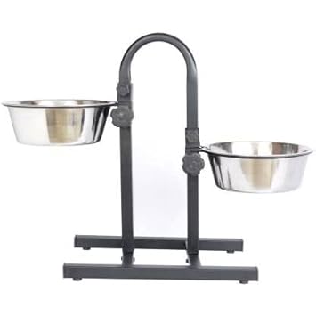 Set pet U-Shape Small Size Food Stand for Dogs with 2 Small Stainless Stee SPDN063
