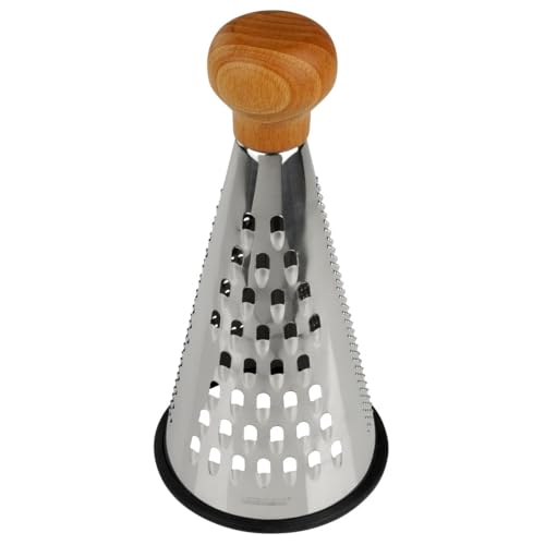 Fackelmann 31036 Râpe en inox, Râpe à fromage, Râpe à légumes, Manche en bois certifié FSC, Acier inoxydable, 24x12cm, Marron, Argenté