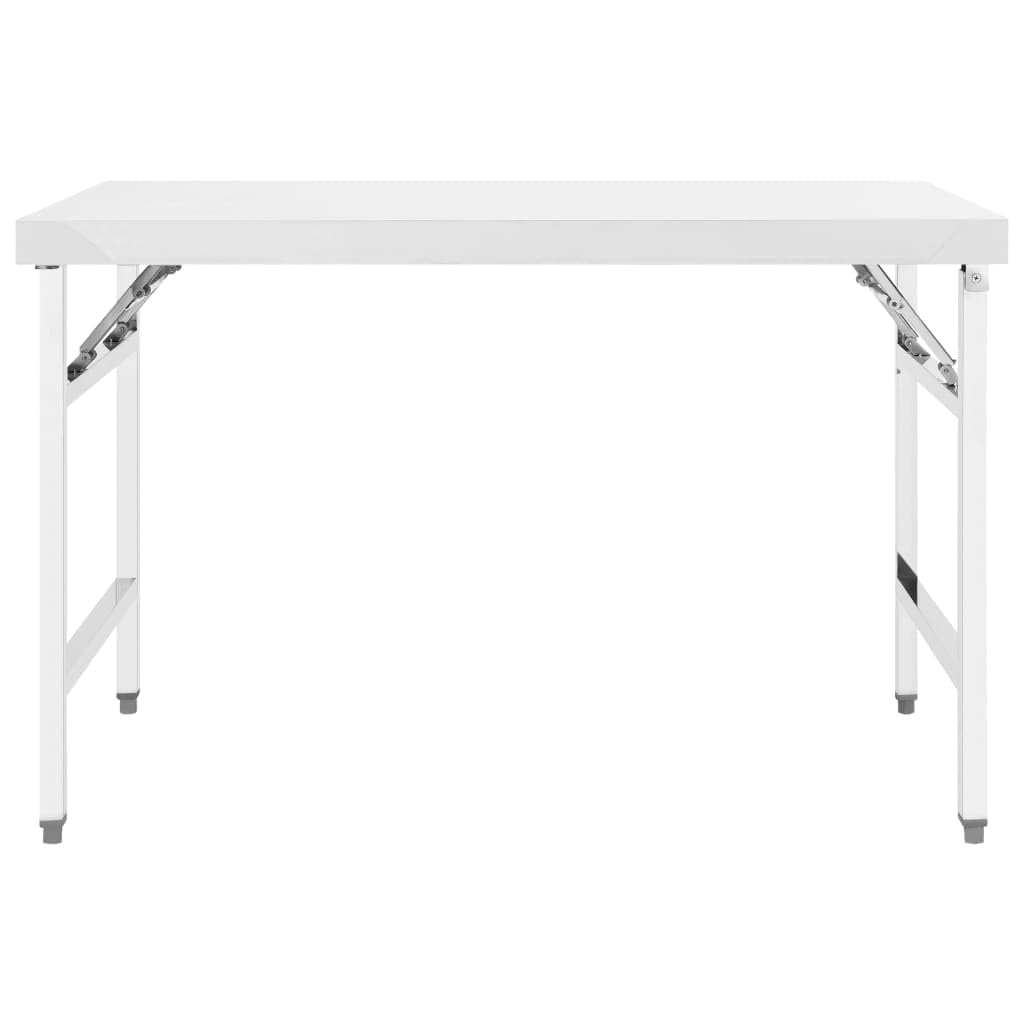 vidaXL Mesa de Trabajo Plegable de Cocina Banco Comida Hostelería Restaurantes Comedores Reuniones Familiares Colegios Acero Inoxidable 120x60x80 cm
