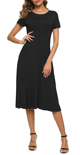 Image of Urban CoCo Women's Floral Print Short Sleeve Flared Midi Dress