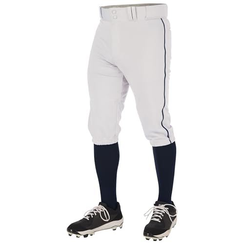 Champro Triple Crown 2.0 Baseball Knickers with Braid, Youth Large, White, Navy
