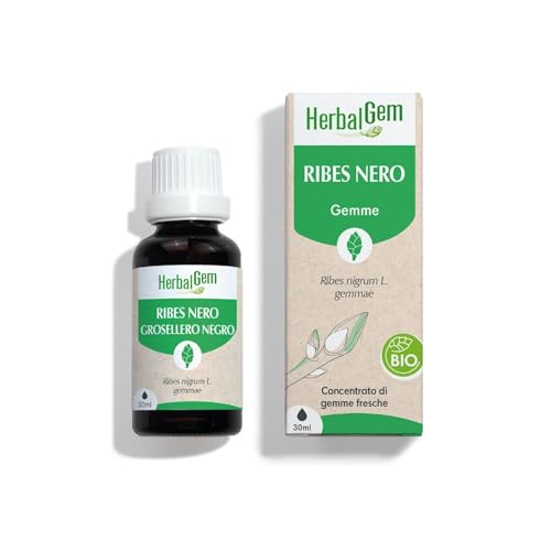HERBALGEM - Macerato-Madre - Ribes Nero Bio - Integratore Alimentare Gemmoterapia Concentrata - Estratto di Gemme Fresche - Per Articolazioni, Muscoli - Vegano - 30ml
