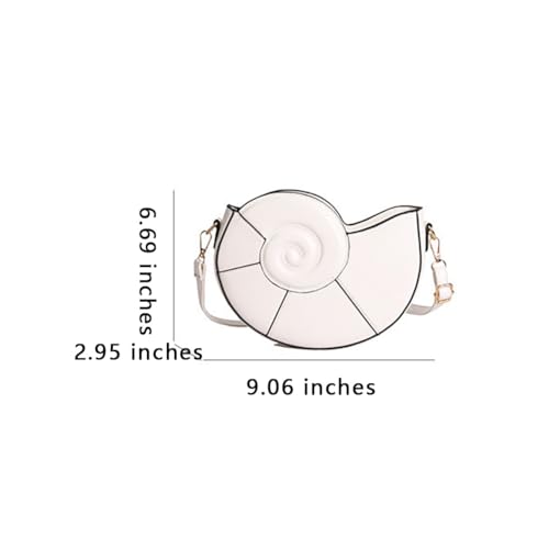 Nautilus Shell Shaped Crossbody Bag, PU Leather Stylish Half - Moon Shoulder Purse, Novelty Conch Small Round Bag Clutch2