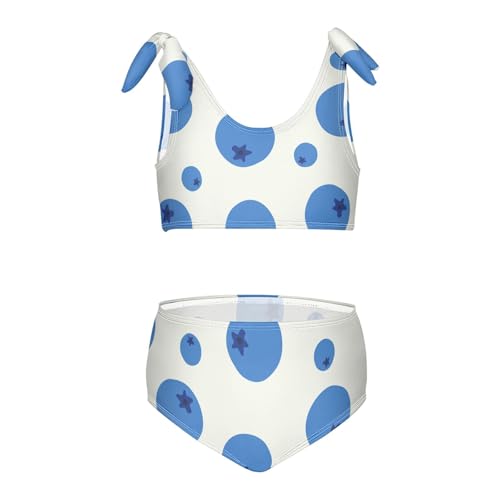 Girls Cute Blueberry Fruits Pattern Swimsuit Two Pieces Bikini Set Bathing Suits Swimwear Crop Top Swimsuit Set