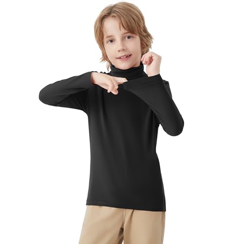 QBK Boys Turtleneck Long Sleeve Thermal Turtle Neck Sweater for Kids 4T-16 Years Soft Warm Under Shirts2