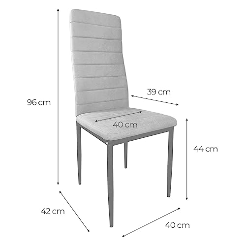 Homey - Pack de 6 Sillas Tapizadas para Salón, Comedor, Acabadas en Marengo y Patas Blancas, Modelo Yrsa, Medidas: 40 cm (Ancho) x 42 cm (Fondo) x 96 cm (Alto) - imagen 3