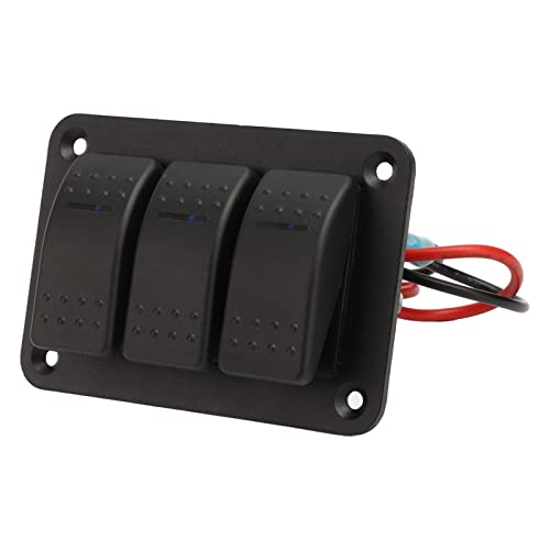 3 Gang Rocker Switch Panel IP65 with for Boats Marines Trucks Iversal DC12-24V Toggle Switch Panel