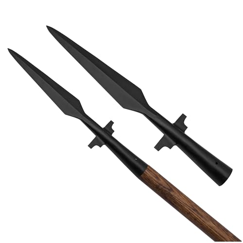 Lord of Battles Medieval Winged Spear Head - Carbon Steel Spearhead with Black Finish for Viking Reenactment LARP Cosplay.