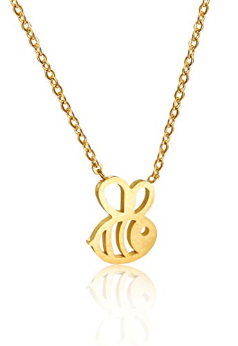 Altitude Boutique Bumble Bee Necklace, Honey Bee Hive Necklace for Women (Silver, Gold)
