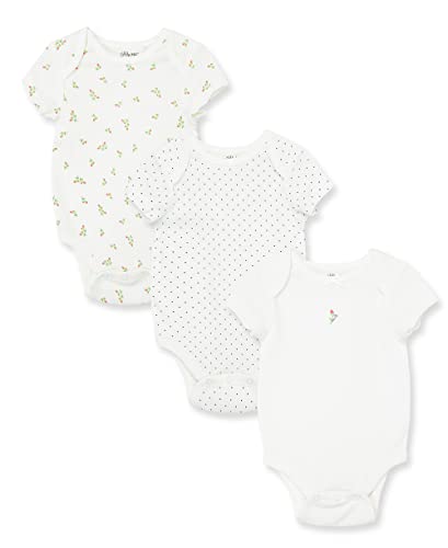 Image of Little Me Clothes for Baby Girls’ 3-Pack 100% Cotton Bodysuits with Full Snap Closures, Baby Essentials, Newborn to 9 Months
