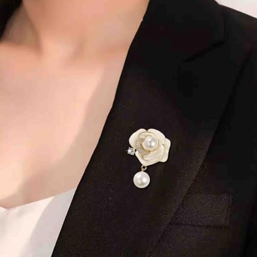 Image of Gold Crystal Flower Wreath Brooches for Womne Elegant Rhinestone Pearl Floral Brooch Pins Fashion Jewelry Brooch pin Accessories for Women Gift