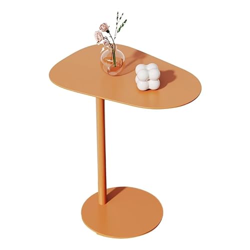 Mesa de centro de hierro de estilo nórdico con mesa de esquina ovalada móvil para sala de estar y dormitorio, mesa auxiliar moderna con estante de almacenamiento (color: negro, tamaño: 63 cm)