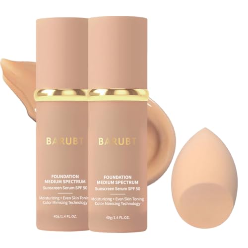 4 in 1 Color Changing Foundation with SPF 50 - Moisturizing Medium-Full Coverage Concealer, Medium Spectrum Foundation Cream, Long-Lasting Lightweight Makeup Liquid, Natural Look Cosmetics