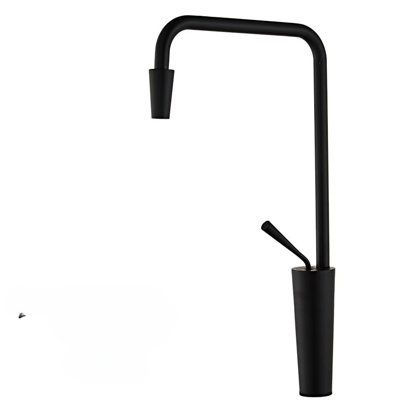 Robinet de lavabo noir haut en laiton et marbre élégant pour salle de bain