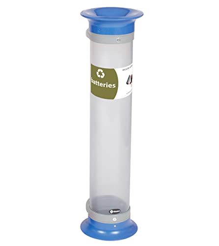 Glasdon C-Thru 15Q Battery Recycling Tube (Blue) – Battery Disposal Bin – Compact 15Q Transparent Battery Collection Tube (Recycle Across America Decal)
