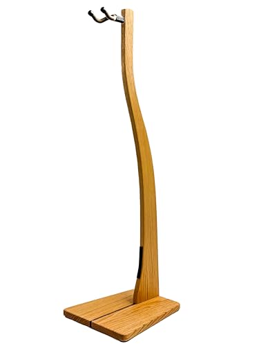 Zither Wooden Guitar Stand - Handcrafted Solid Wood Red Oak Floor Stands Best for Acoustic, Electric and Classical Guitars, Made in USA