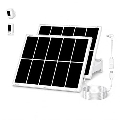 Secupoe 2 Pack 12W Dual Solar Panel for Security Cameras, USB-C Solar Charger with Adjustable Mount, 10ft Cable, Weatherproof Outdoor Solar Charger Compatible with Ring Battery Cameras and More