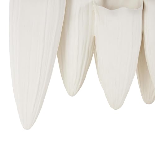 Image of Deco 79 Ceramic Abstract Floral Inspired Vase with Linear Grooves and 10 Openings, 14 inch x 5 inch x 11 inch, White