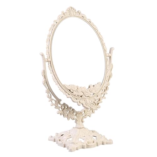 Espejo de mesa vintage con rotación de maquillaje, forma ovalada, espejo cosmético, espejo de doble cara para mamá y esposa