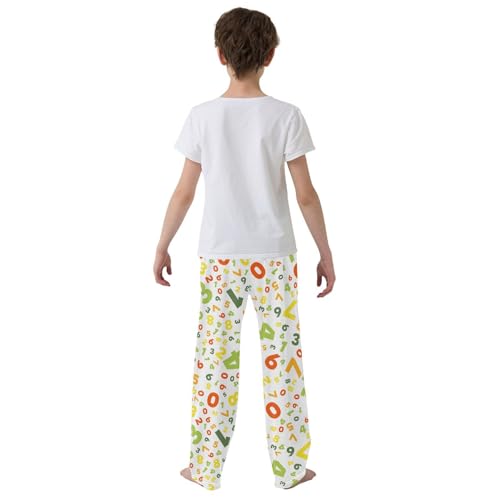ZZXXB Colorful Number Boys Long Pants Soft Trousers Elastic Waist Kids Lounge Bottoms with Pockets S-XL3