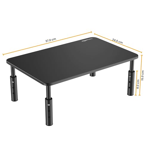 Image of amazon basics Monitor Stand /Laptop Stand for Desk | Compatible with 24 inch,27 inch,29 inch and 32 inch Inch, Laptop, PC, and Printer | Height Adjustable | Durable Steel Construction