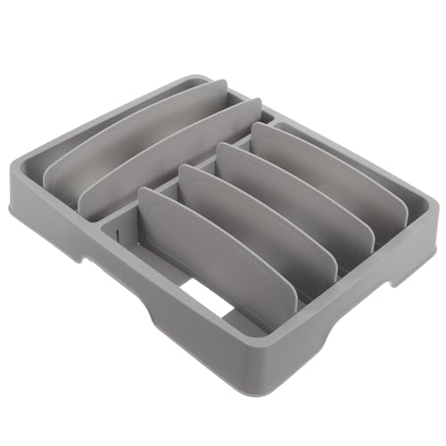 DOITOOL Organizador de Cubiertos Ajustable para Cajón Caja de Almacenamiento de Utensilios de Plástico sin Tapa Compartimentos Desmontables Multifuncional para Cocina y Hogar
