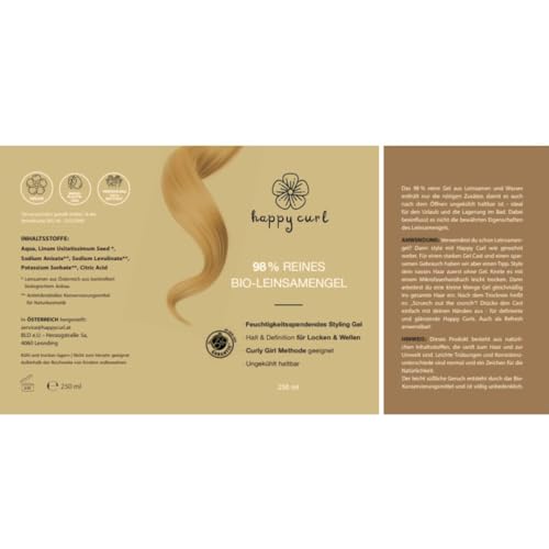 Happy Curl 98% reines Leinsamengel für Haare & Locken Anti Frizz Lockengel Naturlocken, Scrunch Gel Curl Gel, Bio Styling Gel - Image 2
