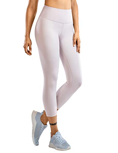 CRZ YOGA Mujer Compresión Mallas Largos Pantalones Deportivos Cintura Alta con Bolsillo-53cm Cromo Oscuro 36