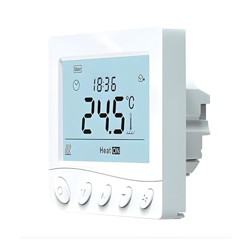 Termostato Digitale 220V da Incasso, Cronotermostato Settimanale con Tasti Manuali, Schermo LCD Retroilluminato, Per Caldaia a Gas, Installazione a Incasso Scatola 502 o 86x86mm