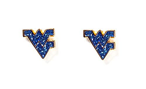 Aminco NCAA West Virginia Mountaineers Glitter Post Earrings, 2.5