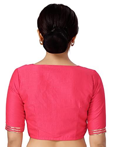 Studio Shringaar Women's Readymade Silky Saree Blouse with Embroidered Neckline