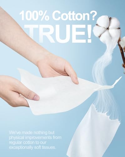 Purcotton Disposable Face Towel, 100% Cotton Dry Wipes, Biodegradable and Unscented Cotton Tissue, 600 Ct Face Cloths for Makeup Removing, Skin Care, Traveling, 20 x 20 cm - Image 3