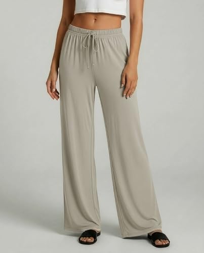 Image of Real Essentials 3 Pack: Women's Soft Palazzo Pants - Wide Leg Yoga Casual Loungewear Pajama Pj Bottoms (Plus Available)