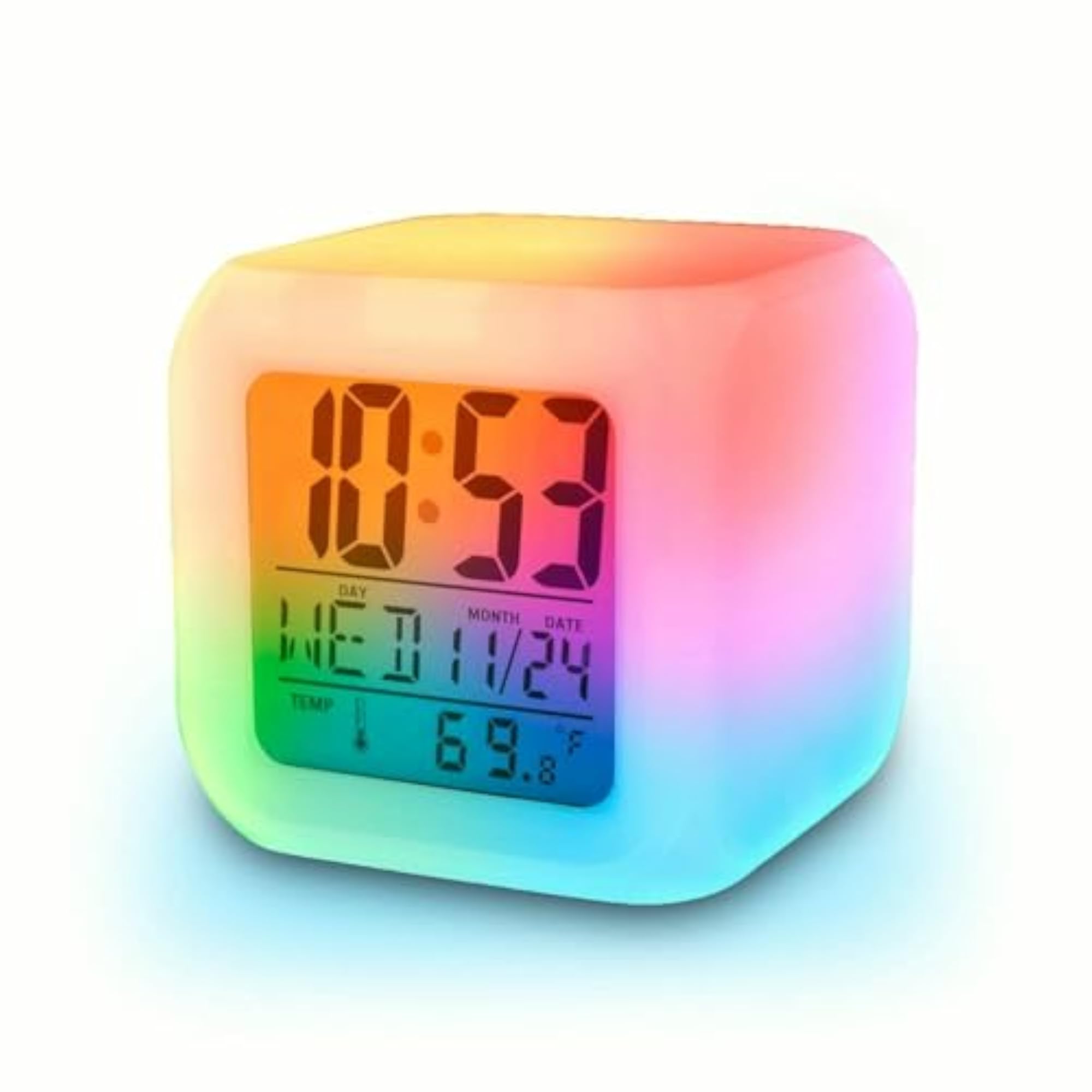 Digital Cube Alarm Clock with RGB LED Light