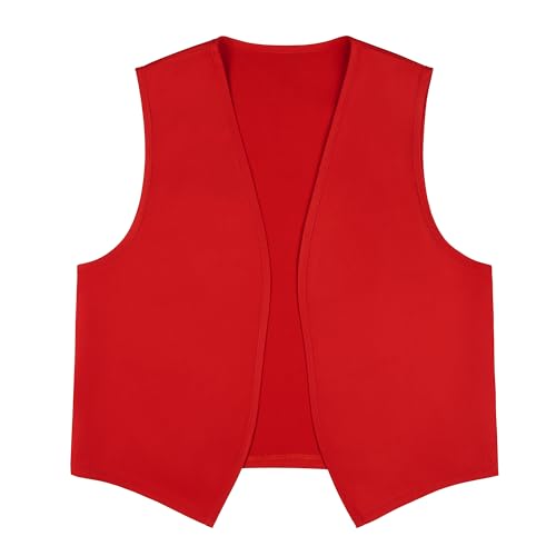 TopTie No Pocket Unisex Vest Victorian Waistcoat Peasant Vest Volunteer Work Vest-Red1-S