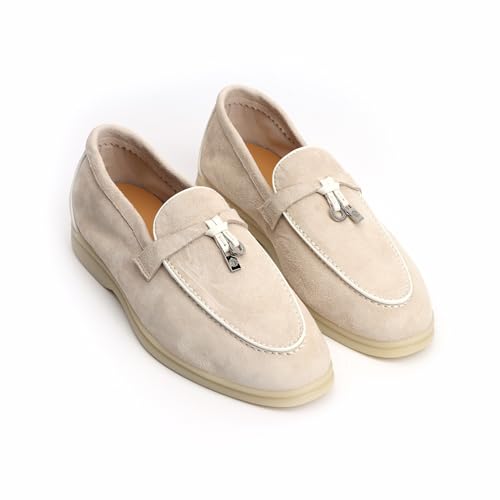 Image of XOBZJH Women's Leather Suede Loafers Flats - Slip-On Penny Loafers with Soft, Comfortable Driving & Dress Shoes for Casual Office Work All Day
