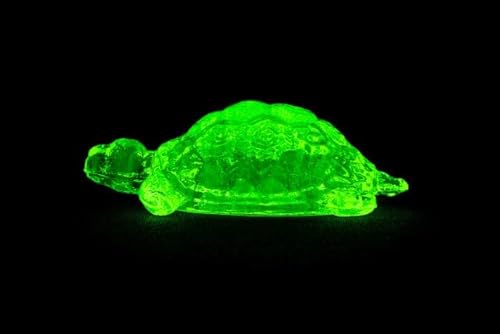 Uranium Glass Turtle Statuette, Czech Republic, UV Glow
