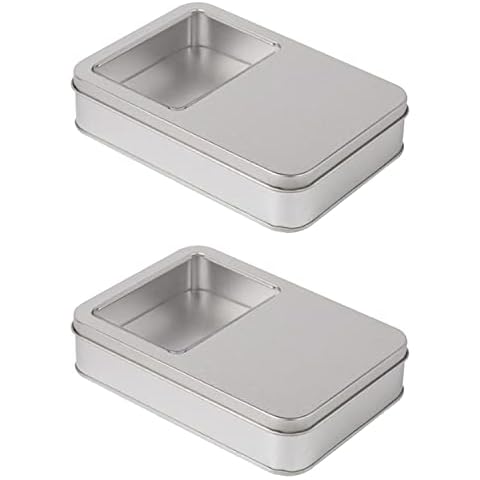 TSKDKIT Metalldosen mit Deckel, 2 Stück Rostfrei Metalldöschen Kleinen Blechdosen 16x11x3.5cm Metalldose Cover