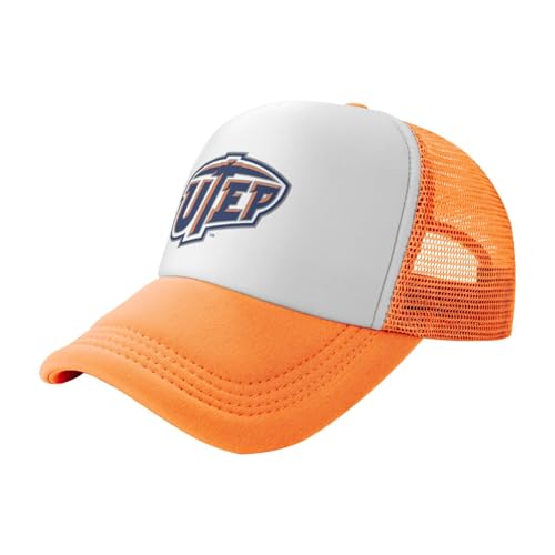 Ysnscfbns UTEP Miners Trucker Hats for Both Men and Women - Mesh Baseball Snapback Hats Orange