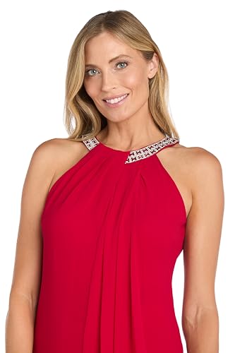 Image of R&M Richards Women's Chiffon Halter Cocktail Dress W /Jeweled Neckband & Cascade Drape