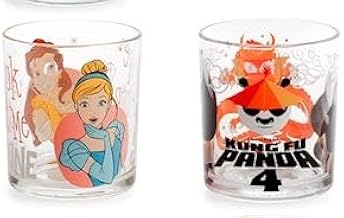H&H Children's Glass Glasses Set 2 Pieces 25 cl Princess and Kung Fu Panda