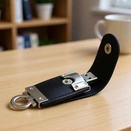 Image of Otario Leather Pendrive Keychain USB Flash Drive 32GB |Stylish Keyring Shape Rotating with Premium Finish | Portable for Laptop, Computer, Car,Music, Mobile,Office use