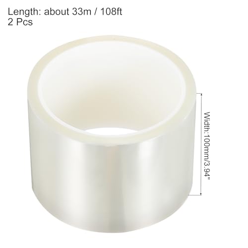 Image of uxcell Clear Heat Tape, 2 Rolls 100mmx33m 108ft High Temperature Heat Resistant Tape for Sublimation,Heat Vinyl Press,Heat Transfer, Circuit Board, No Residue