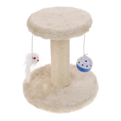 Rascador para gatos torre con bolas colgantes y tablero de sisal beige miniatura 1