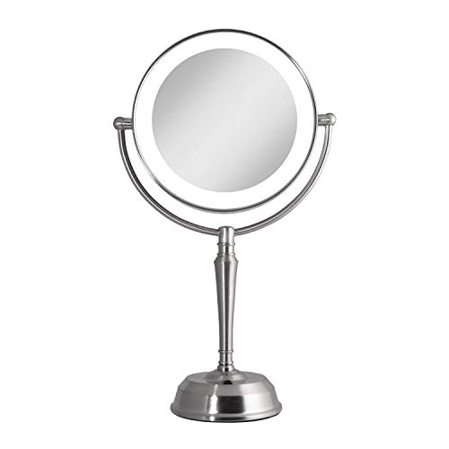 Zadro 10X Mag Next Generation LED Rechargeable Round Double Sided Satin Nickel Mirror